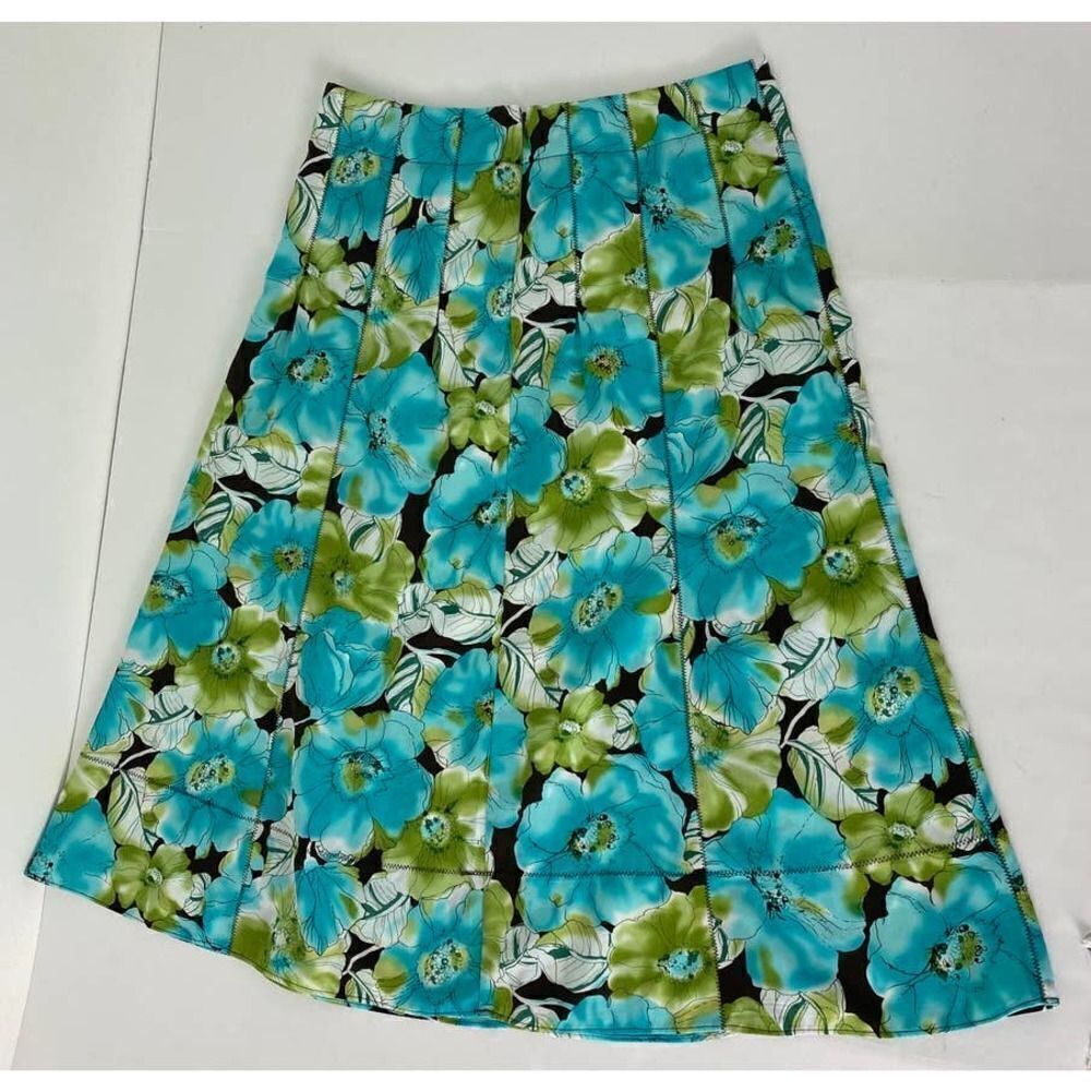 Cottagecore  Floral Print Skirt Brilliant Colors Bright Twee - Size 10 - Picture 2 of 6